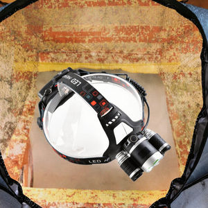 Lampe frontale LED zoomable Entai 800 lumens avec puissance de 60 W, charge USB et CC, 4 modes d'éclairage, intensité réglable, logo imprimé - Product Image 3