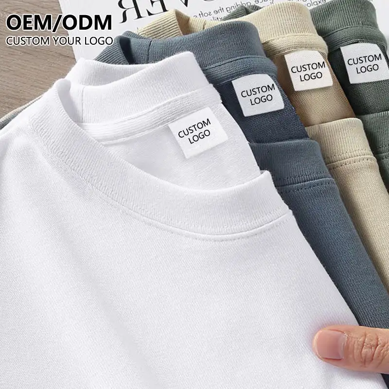 OEM free sample wholesale custom printing LOGO high quality shoulder Dtg heavyweight T-shirt 100% cotton blank plain T-shirt