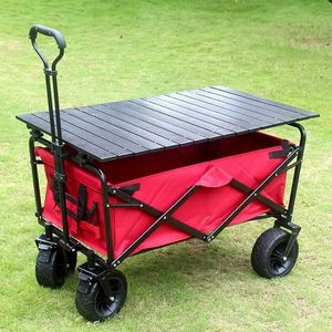 Carrito de Viaje Plegable Todoterreno para Exteriores, Portátil, para Camping, con 4 Ruedas, Resistente, con Mesa de Plataforma, Capacidad de Carga de 80 kg - Product Image 3