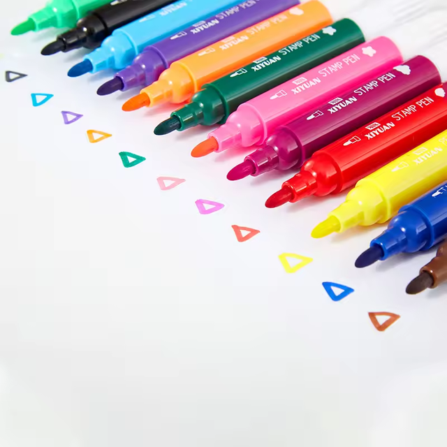 Dual Tip Watercolor Pen with Stamp Feature for Writing on Whiteboard
