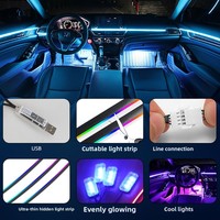Éclairage d'ambiance pour voiture - Bande LED intérieure à changement de couleur - 10 perles lumineuses en acrylique - Décoration de tableau de bord