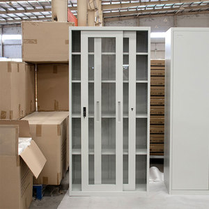 <span class=keywords><strong>Armoire</strong></span> de rangement moderne en métal, <span class=keywords><strong>armoire</strong></span> de classement en acier, 5 niveaux, <span class=keywords><strong>porte</strong></span> <span class=keywords><strong>coulissante</strong></span> en verre réglable, verrouillable, pour la maison ou le bureau - Product Image 2