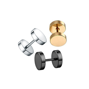 Boucles d'oreilles classiques minimalistes en acier inoxydable 316 en forme de barre avec placage PVD, conçues pour hommes - Product Image 2
