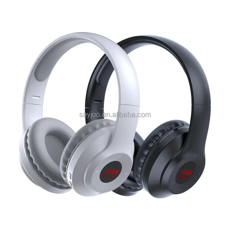 2023 New Design Modern Rechargeable Digital Over Ear headphones with FM Radio Built-in