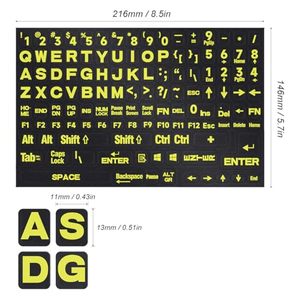 Chữ màu vàng sáng nền đen chung tiếng Anh Thư Bàn phím Sticker thích hợp cho máy tính máy tính xách tay máy tính xách tay bàn phím - Product Image 5