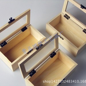 Boîte en bois avec couvercle en verre, 8 cm, rectangulaire, verrouillable, en pin, pour emballage cadeau et artisanat - Product Image 3