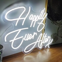 Enseigne néon LED personnalisée en acrylique « Happy Ever After » à fixer au mur pour la décoration de fond de mariage, de fête ou d'événement