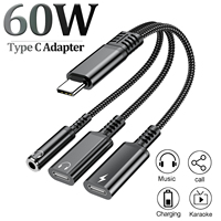 Adaptador 3 en 1 USB C a 3.5mm para Auriculares y Carga, Adaptador USB C a Audio Auxiliar para iPhone 16 15 Samsung Galaxy S24 S23