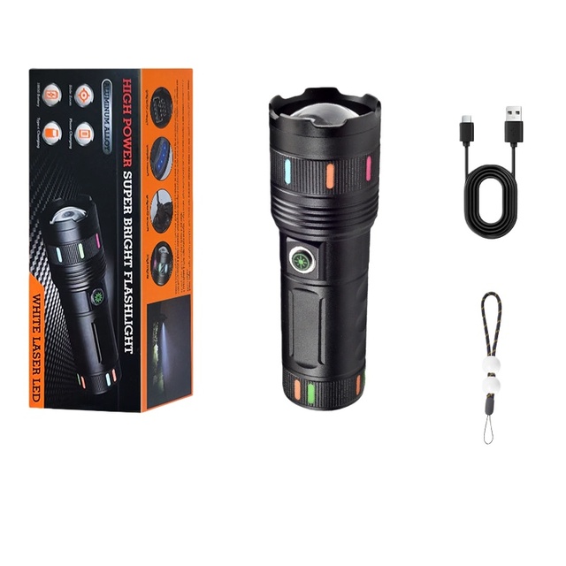 Multi-functional LED Flashlight Lithium Battery Powered High Brightness & Long Range Durable for Outdoor Emergency Use