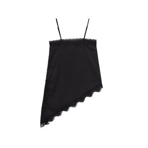 Blusa Zevity 2026 para Mujer, Sexy, con Tirantes Finos, Estampado de Puntos, Estilo Smock, con Costuras de Encaje en el Dobladillo, Corte Irregular, <span class=keywords><strong>Blusas</strong></span> Chic - Product Image 4