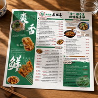 Impression personnalisée de menus de restaurant en langue étrangère recto-verso, papier A3, liste de prix des aliments, dépliant pour restaurant à l'étranger, design personnalisé
