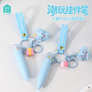 KUKI <span class=keywords><strong>Kaiki</strong></span> Home Niedlicher Elefant Kreatives Schüler-Schreibwaren-Geschenk Kugelschreiber Trendiges Spielzeug Rucksack-Tasche Schlüsselanhänger Anhänger - Product Image 5