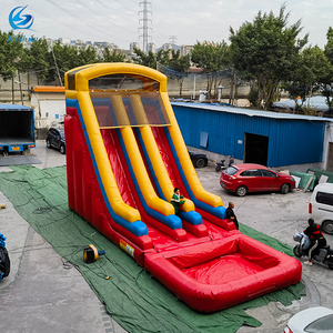 Tùy Chỉnh Phổ Biến Đôi Làn Đường Hồ Bơi Bơm Hơi Trượt Trẻ Em Trượt Nước Bơm Hơi Với Hồ Bơi - Product Image 3