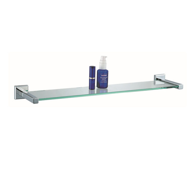 Modern Chrome Zinc Alloy Base Glass Bathroom Shelf Wall-Mounted for Hotel & Home Use