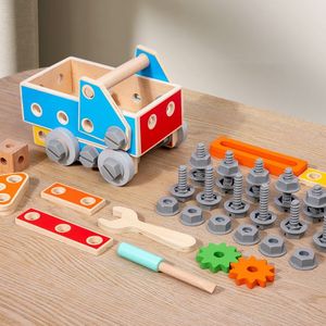 QI de l'apprentissage précoce des bébés Jeu de blocs de construction <span class=keywords><strong>en</strong></span> <span class=keywords><strong>bois</strong></span> à visser pour filles, jouet éducatif EN71 - Product Image 3