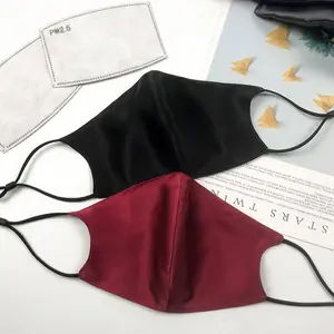 Wholesale satin scarf face mask-Luxury satin printed mulberry facemask face mask 100% pure silk