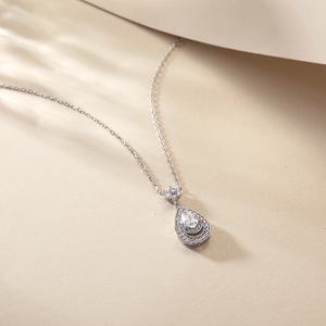 925 Silver Trend Water <b>Drop</b> <b>Necklace</b> Zircon Wedding Jewelry for Women - Product Image 4