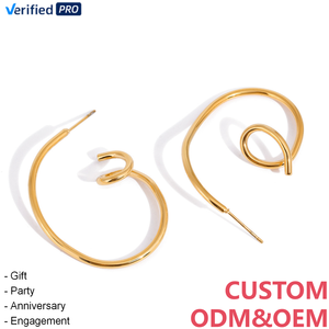CAIOOCHE Boucles <span class=keywords><strong>d</strong></span>'oreilles pendantes en acier inoxydable étanche, motif géométrique lignes organiques, plaqué or, <span class=keywords><strong>bijoux</strong></span> pour femme, cadeau fête des Mères - Product Image 1