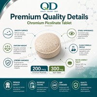 Comprimé de Picolinate de Chrome 200mcg Sans Sucre, Végétalien, Sans OGM, Marque Privée OEM ODM pour le Soutien