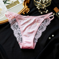 Braguitas de mujer de talle bajo con decoración de lazo y diamantes, de encaje sexy, transpirables, de talla grande, tipo triángulo, de satén de alta elasticidad, ropa interior íntima