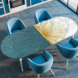 Tovaglia in marmo geometrico con stampa 3D su misura tovaglia impermeabile con taglio elastico ovale per decorazioni per banchetti per feste - Product Image 6