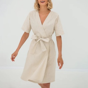 Vestido Maxi Talla Grande, Cintura Natural, Transpirable, Sostenible, Bordado, Plisado, con Lazos de Encaje, Antiestático - Product Image 4
