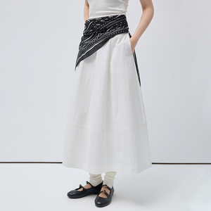 VEGA CHANG Falda Preencogida Estilo Francés Minimalista, Rejuvenecedora, Esencial para Combinar en Capas, Primavera/Verano - Product Image 1