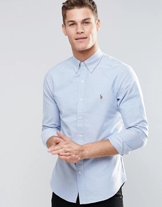 Camicie eleganti ricamate alla moda a maniche lunghe Business Casual Polo <span class=keywords><strong>Oxford</strong></span> camicie da uomo in <span class=keywords><strong>Slim</strong></span> <span class=keywords><strong>Fit</strong></span> blu - Product Image 3