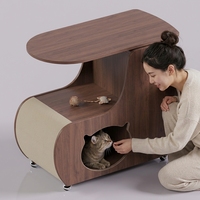 Table d'appoint console moderne en bois pour animaux de compagnie avec roulettes, lit pour chat et rangement, idéale pour salon et hôtel