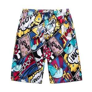 Shorts de natação para homens, atacado da moda, prancha de surf para homens, poliéster com estampa digital, capri, solto, grande casal