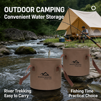 Seau pliable en PVC renforcé de qualité supérieure avec logo personnalisé, idéal pour le camping, la pêche et les voyages, avec double anse robuste
