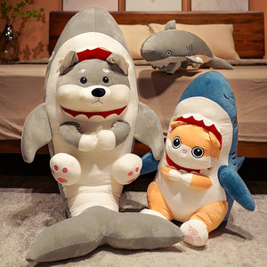 Roman Cartoon Design Pluche Hond En Kat Knuffel Dragen Pluche Haai Slaapzak Haai Hond Grote Pop Eigenzinnige Grappige Pop Pluche - Product Image 1