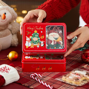 Nhà sản xuất bán buôn hộp thiếc tròn đựng bánh quy, kẹo Giáng sinh trống rỗng - Product Image 1