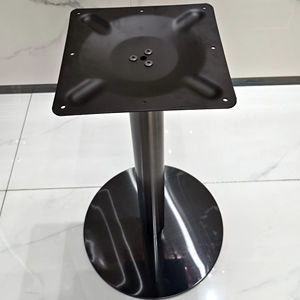 Stainless Steel Minimalist Durable Single Pedestal <b>Square</b> Base <b>Table</b> for Commercial Restaurant and Outdoor Dining - Product Image 1