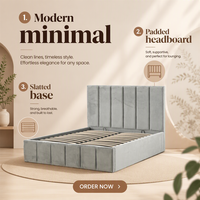 Tempat Tidur Berlapis Kain Desain Modern Elegan, Alur Dalam, Lembut Seperti Kulit, Dilengkapi Tombol Penyimpanan, Ukuran Single dan Queen, Sistem Pengangkat Gas