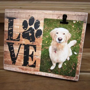 Customized Pet Memorial Wood Dog Picture Frame With <strong>Paw</strong> <strong>Prints</strong> - Product Image 1