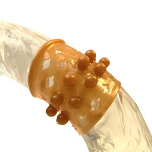 Stimulating External Beaded Locking Ring Flesh Color <b>TPE</b> Small Large Size For Adult Use - Product Image 4