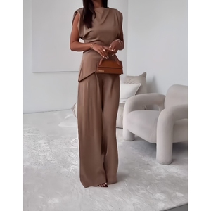 Conjunto de 2 Piezas para Mujer, Top Casual que Define la Cintura y Pantalones, a la Moda - Product Image 5