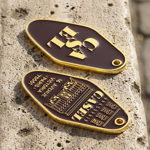 Porte-clés personnalisés en métal plaqué or, alliage de zinc, émail, logo Brasserie <span class=keywords><strong>Paris</strong></span>, porte-clés rétro pour hôtel, pour cadeau - Product Image 2
