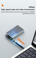 Cable de Datos USB-C Macho/Hembra, Carga Rápida PD de 240W, 40Gbps, OTG, FPC, Cable Corto Tipo-C 4.0 para Computadora, Banco de Energía, Disco Duro, Impresora, IOS