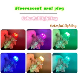 Leuchtender Glas <span class=keywords><strong>dildo</strong></span> mit Lichtern für Männer Frauen Glas <span class=keywords><strong>Anal</strong></span> Plug Fernbedienung Verfärbung LED Licht Massage gerät