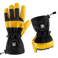 Gants Chauffants de Travail Extérieur Durables, avec Batterie Rechargeable, Fil Conducteur et Cuir de Vache pour Femme, pour l'Hiver