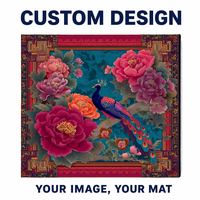 Tapis de yoga Eden anti-bruit et antidérapant en caoutchouc, avec sac de transport, motif paon rouge et bleu, unisexe, style américain