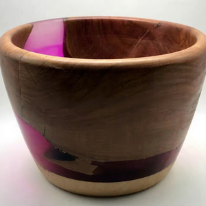 Bol en bois et résine avec incrustation de résine violette, design moderne, pour servir des aliments, offrir en cadeau et usage personnalisé, magnifique bol par FWE - Product Image 1