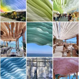 في الهواء الطلق حزب يحركها الرياح قماش الشاش الستار قوس قزح الزفاف المناظر الخلابة بقعة النسيج الدانتيل الديكور - Product Image 5