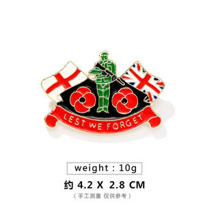 Biz unutmak broş korsage rozeti gelincik çiçeği İngiltere bayrağı anma günü hatıra mineli yaka rozeti - Product Image 5