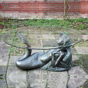 Table basse TREVI en bronze antique avec sculpture de femme pour la décoration de jardin - Product Image 5