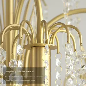 Lustre <span class=keywords><strong>LED</strong></span> en cristal français à hauteur réglable, <span class=keywords><strong>salon</strong></span>, chambre à coucher, style simple rétro, éclairage de luxe haut de gamme, tailles moyennes, TianShen - Product Image 3