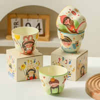 Tasse en céramique mignonne pour enfants, tasse à petit-déjeuner, vaisselle, tasse à eau esthétique de dessin animé, mug peint à la main
