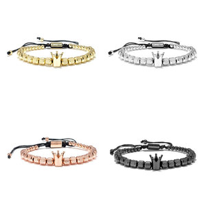 Pulseras y Brazaletes de Moda de Acero Inoxidable 316L que No se Deslustran, Chapados en Oro PVD de 14k y 18k, Joyería de Corona para Mujer y Hombre - Product Image 2